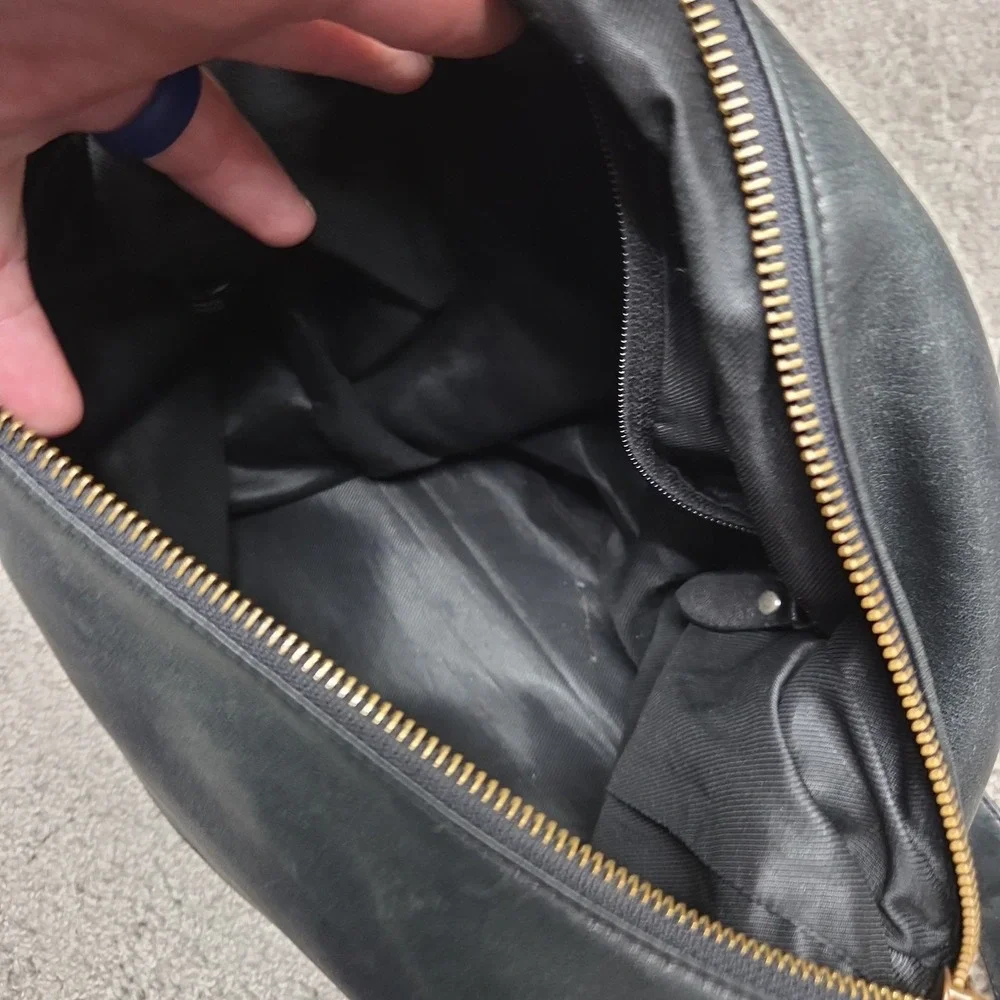 Vtg Ralph Lauren Purse Black Leather Hobo Shoulder Bag 90s Quiet Luxury Minimal
